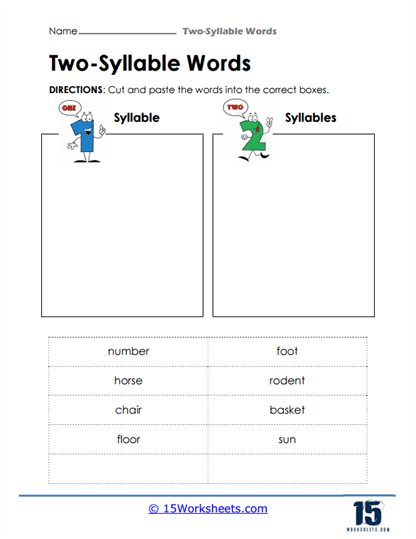 Syllable Boxes Worksheet