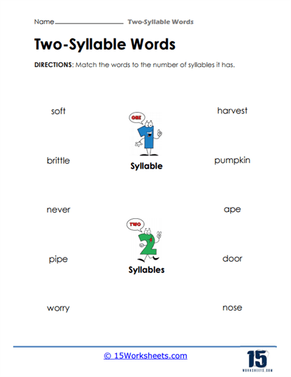 Word Matchups Worksheet