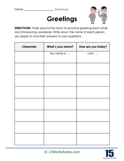 Classmate Chats Worksheet