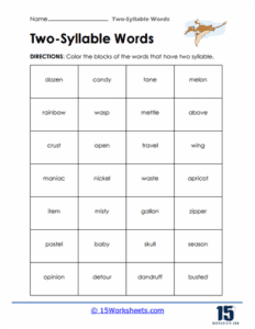 Two Syllable Words Worksheets - 15 Worksheets.com