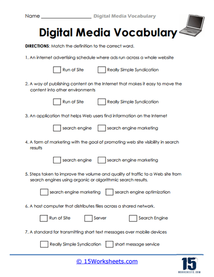 Search Signals Worksheet