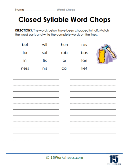 Closed Cuts Worksheet