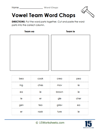 Vowel Teams Worksheet