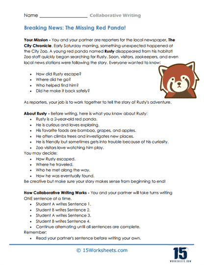 Missing Red Panda Worksheet
