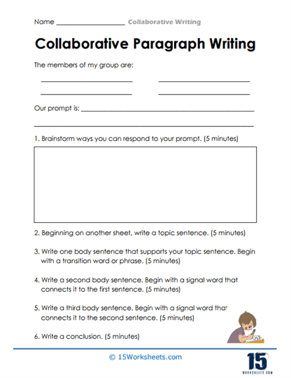 Collaborative Paragraph Writing Worksheet