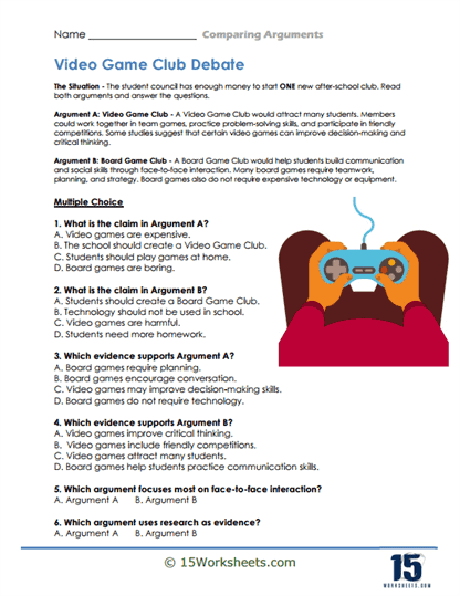 Argument Matchup Worksheet