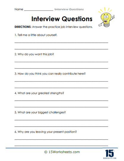 Practice Job Interview Worksheet