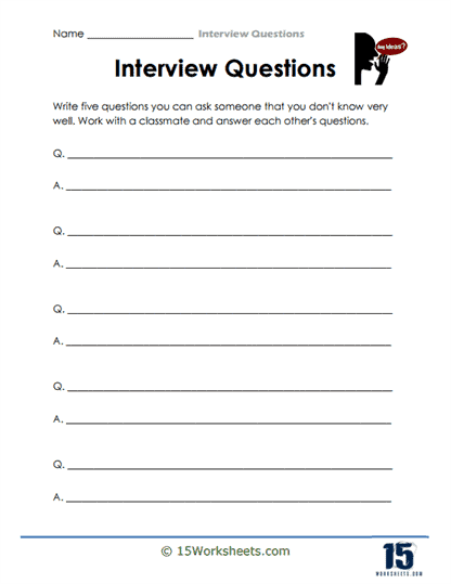 Getting to Know You Questions Worksheet