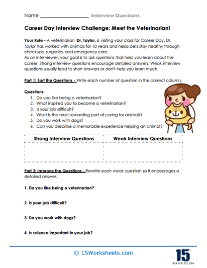 Career Day Interview Challenge Worksheet