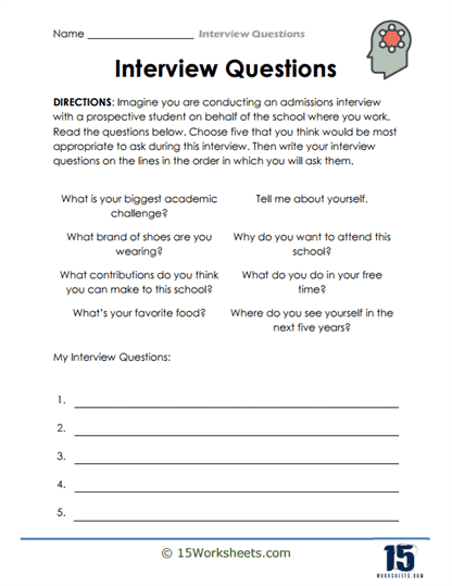 Admissions Interview Prep Worksheet