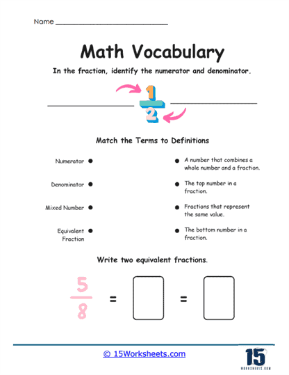 Math Vocabulary Worksheets