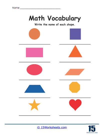 Shape Name Practice Worksheet