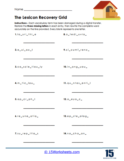 Lexicon Recovery Worksheet
