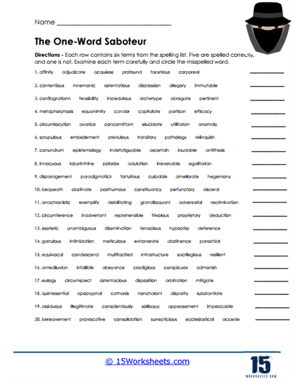 Word Saboteur Worksheet