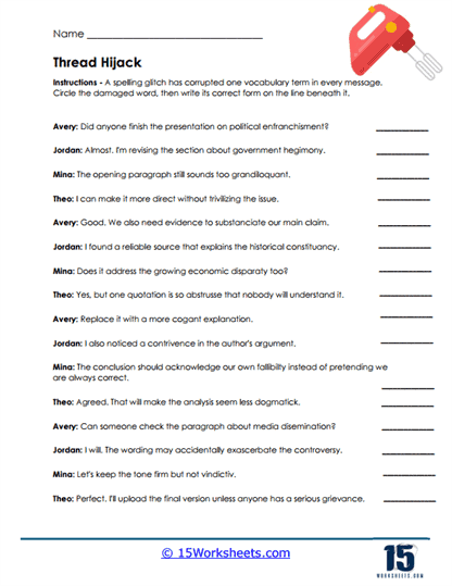 Thread Repair Worksheet