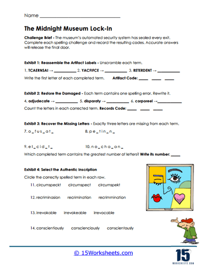 Museum Lockdown Worksheet