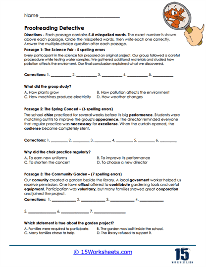 Proofreading Cases Worksheet