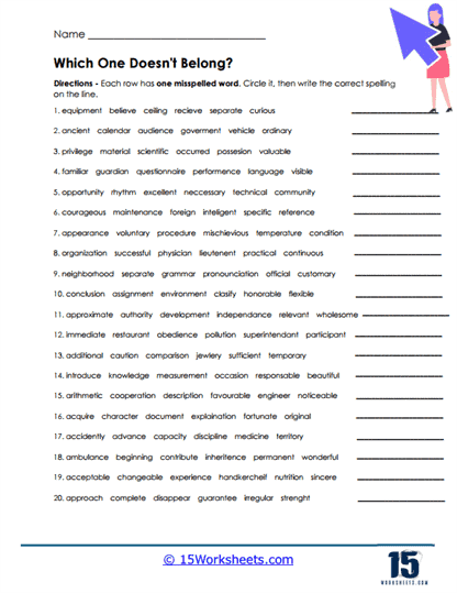 Odd Word Worksheet