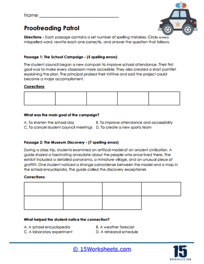 Editing Patrol Worksheet