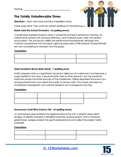 Strange Headlines Worksheet
