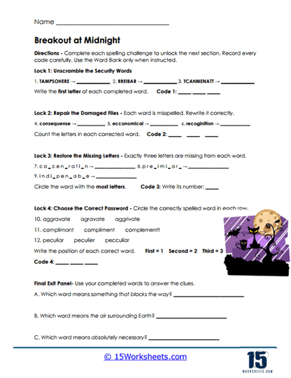 7th Grade Spelling Words Worksheets