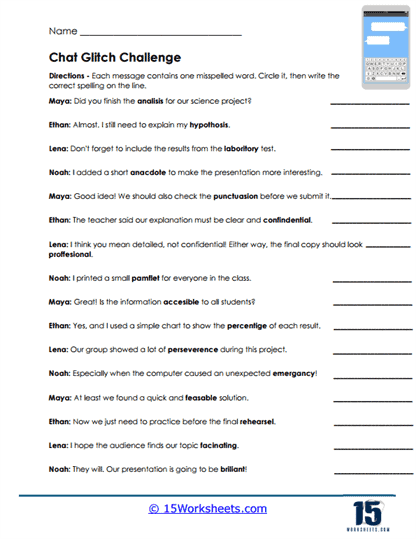 Chat Repair Worksheet