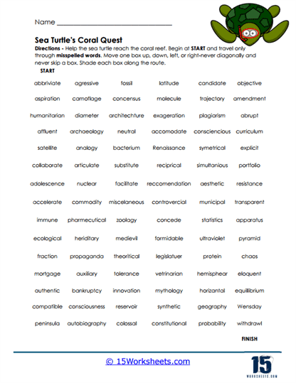 Coral Quest Worksheet