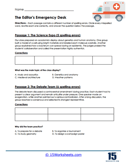 Editing Emergency Worksheet