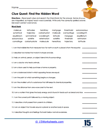 Clue Search Worksheet