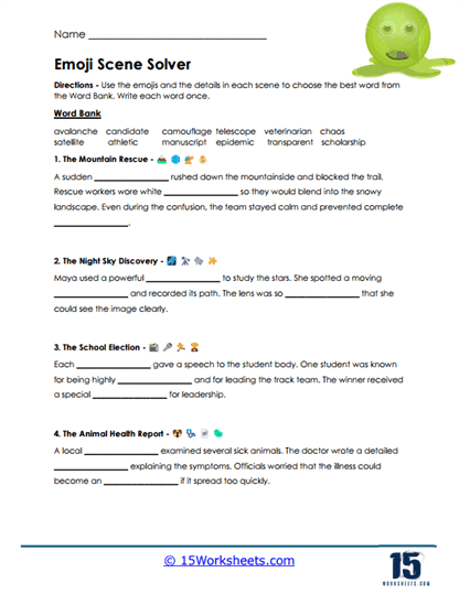 Emoji Scenes Worksheet