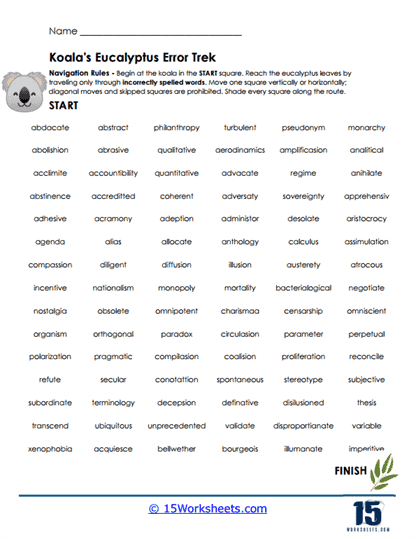 Eucalyptus Trek Worksheet