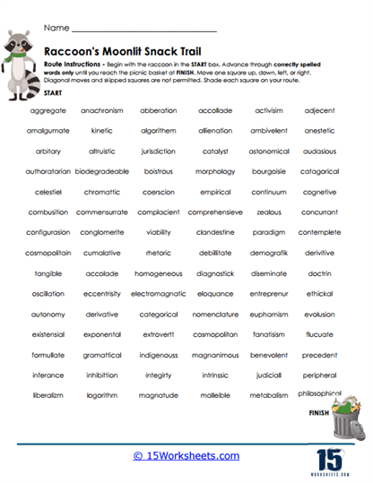 Moonlit Trail Worksheet