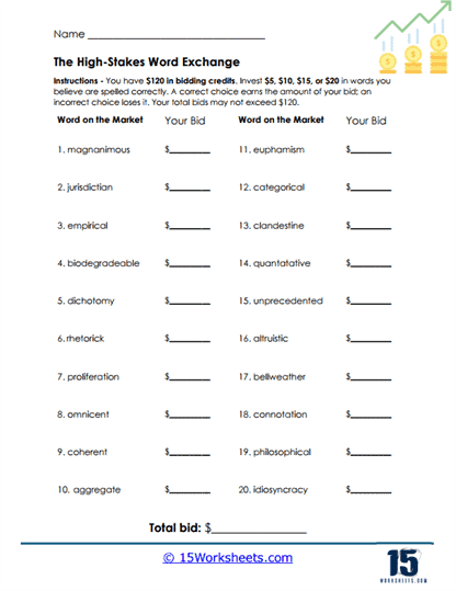 Word Exchange Worksheet