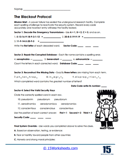 Blackout Protocol Worksheet