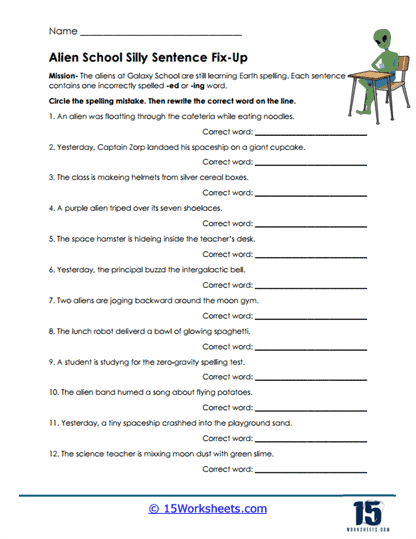 Alien Errors Worksheet