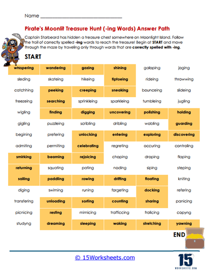 Treasure Path Worksheet