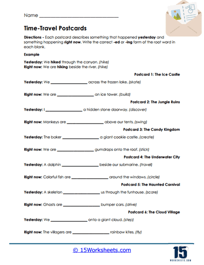 Time Postcards Worksheet