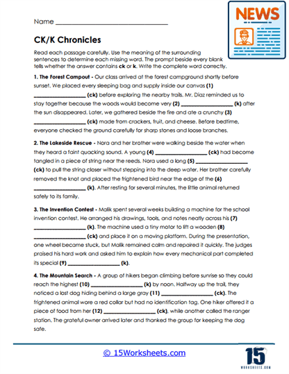 Chronicle Clues Worksheet