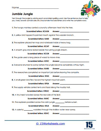 Jungle Jumble Worksheet