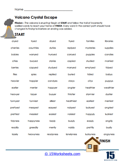 Volcano Escape Worksheet