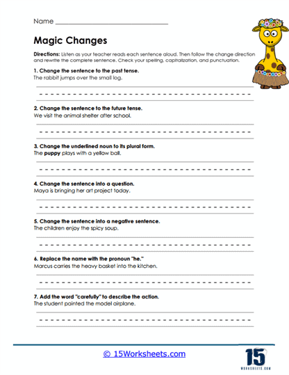Magic Changes Worksheet