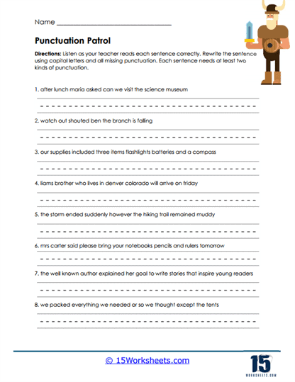 Punctuation Patrol Worksheet