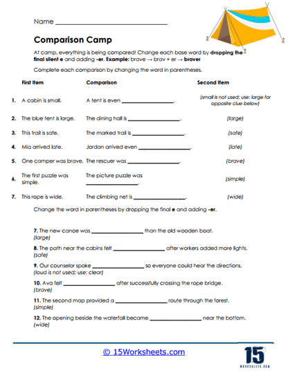 Comparison Camp Worksheet