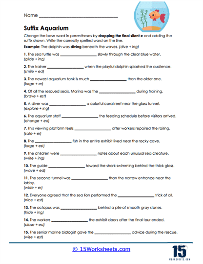 Aquarium Changes Worksheet