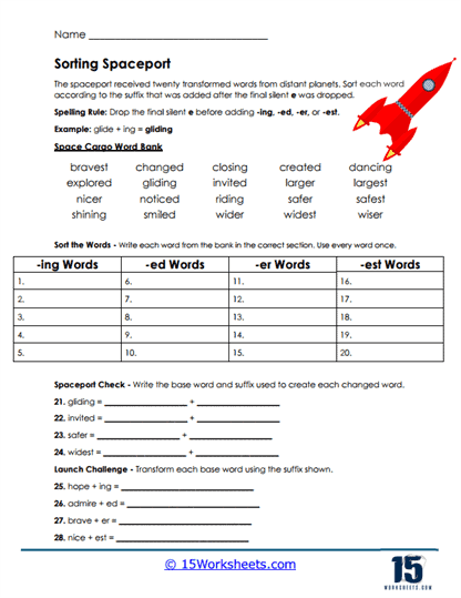 Spaceport Sorting Worksheet