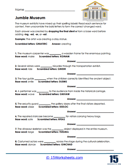 Museum Scramble Worksheet
