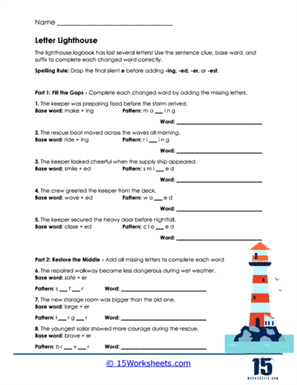 Lighthouse Letters Worksheet