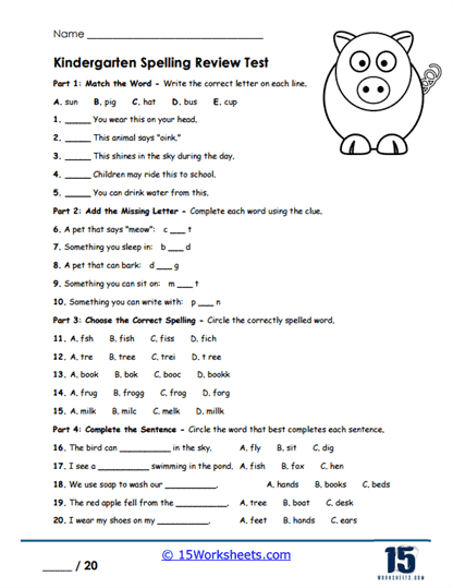Kindergarten Check Worksheet
