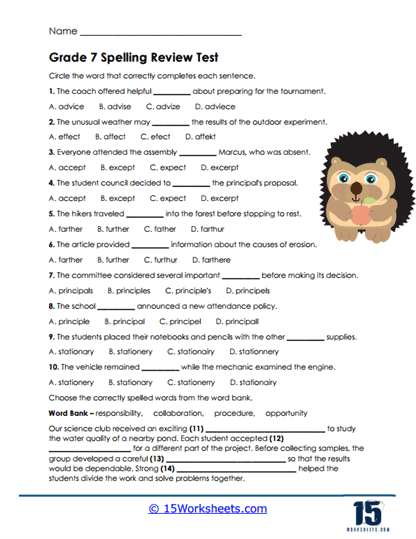 Seventh Precision Worksheet
