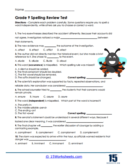 Ninth Reasoning Worksheet